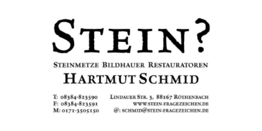 Visitenkarte von Hartmut Schmid, Steinmetz, mit Kontaktdaten und Adresse in Röthenbach.