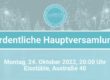 Ankündigung der ordentlichen Hauptversammlung am 24. Oktober 2022 um 20 Uhr im Eisstüble, Austrasse 40.