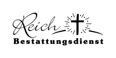 Lindenberg Chiefs 4 Schwarzes Logo von Reich Bestattungsdienst mit Kreuz und Strahlen auf weißem Hintergrund.