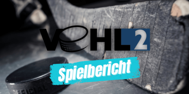 Spielbericht eines Eishockeyspiels mit Schalke und Puck, im Stil der WAHL2-Liga grafisch dargestellt.