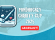 Eisplatz-Logo, Ankündigung der Absage des Pondhockey Charity Cup 2025 vor einer winterlichen Landschaft.