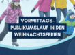 Vormittags-Publikumslauf in den Weihnachtsferien mit Kindern im Hintergrund