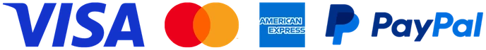Logos von VISA, Mastercard, American Express und PayPal