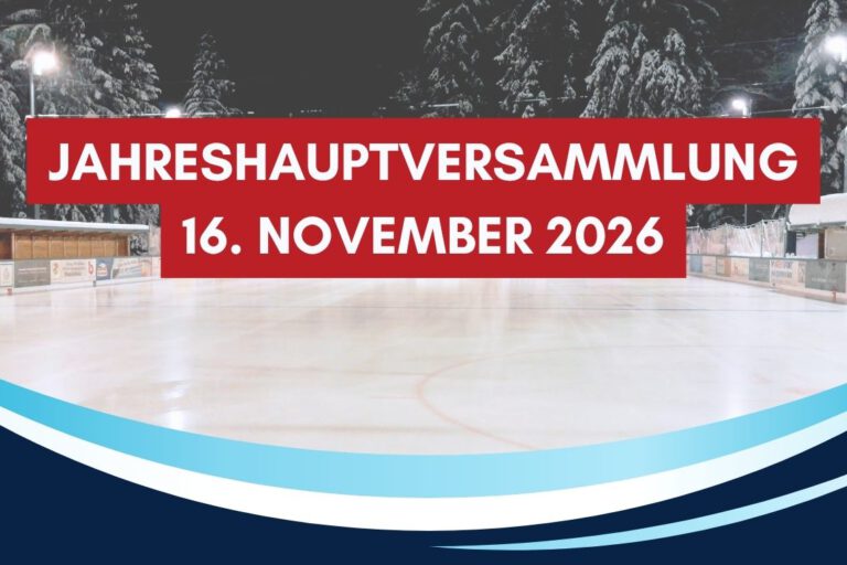 jahreshauptversammlung-2026-blog-header-v2 Eisfläche am Eisplatz Lindenberg bei Flutlicht mit dem Schriftzug Jahreshauptversammlung 16. November 2026
